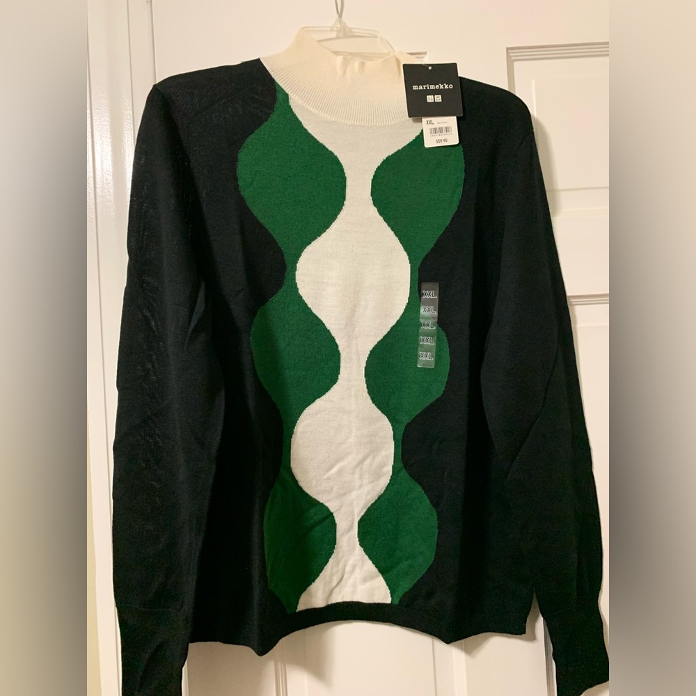 NWT Marimekko turtleneck sweater wool combo xxl x uniqlo